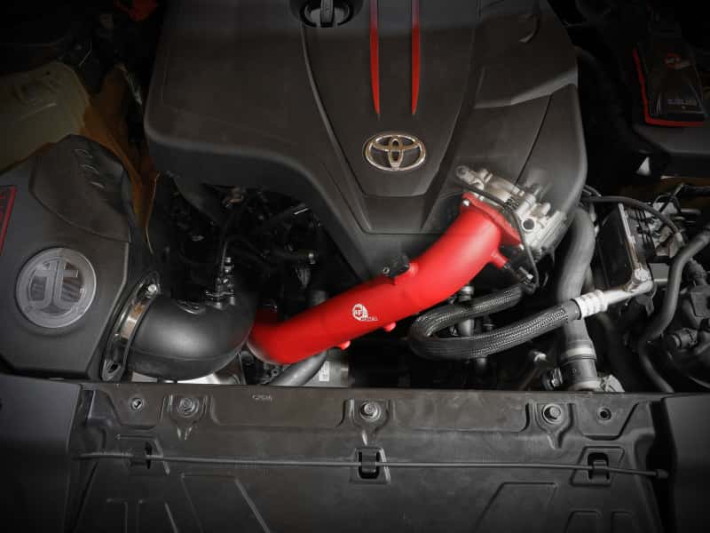 aFe — aFe BladeRunner Red 2-3/4in Aluminum Charge Pipe 2021 Toyota Supra GR (A90) I4-2.0L (t) B48
Hot Charge Pipe - view 8