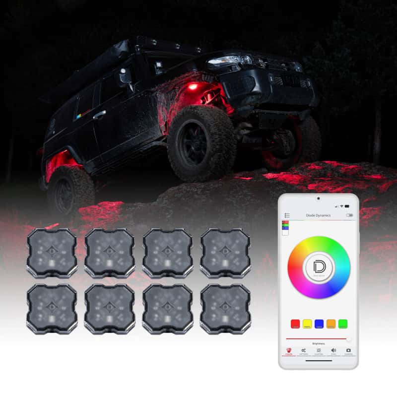 Diode Dynamics — Diode Dynamics Stage Series SXS Rock Light Installer Kit - RGBW M8 (8-pack) - view 2