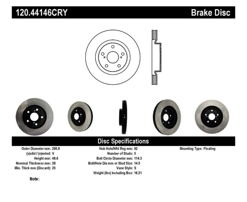 Stoptech — Stoptech 07 Lexus ES350 / 09 Pontiac Vibe / 09 Toyota Matrix Front CRYO-STOP Brake Rotor
Cryostop Rotor - view 3