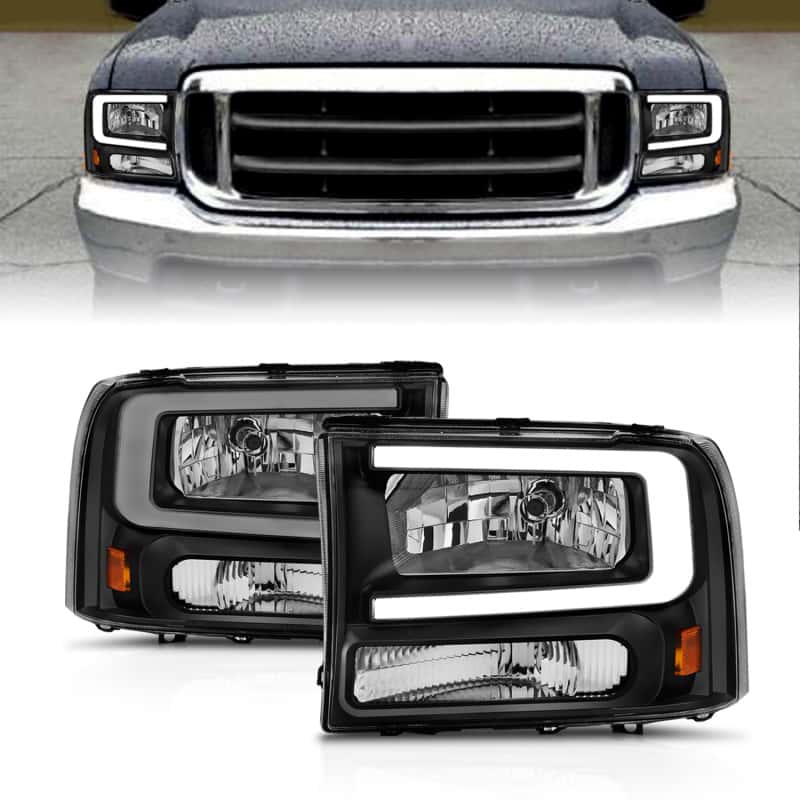 ANZO — ANZO 99-04 Ford F250/F350/F450/Excursion (excl. 99) Crystal Headlights - w/ Light Bar Black Housing
Head Light Set
HdLtSet - view 1