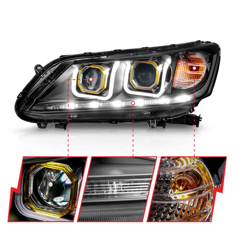 ANZO — ANZO 2013-2015 Honda Accord (4dr ONLY) Projector Headlights w/ U-Bar Black
Head Light Set
HdLtSet - view 10
