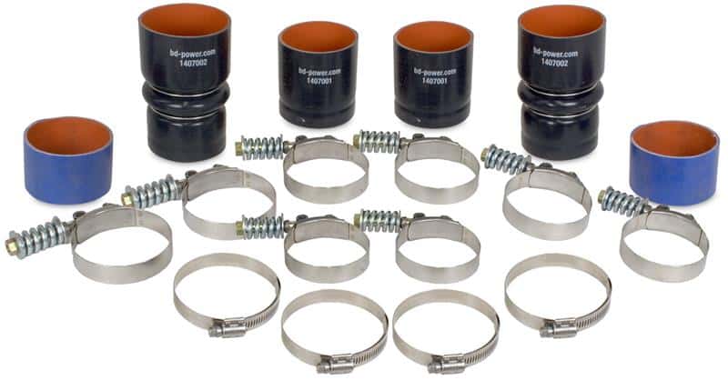 BD Diesel — BD Diesel Intercooler Hose & Clamp Kit - 1999-2003 Ford 7.3L PowerStroke
HOSE & CLAMP KIT
TChrgrIcoolerHs - view 2
