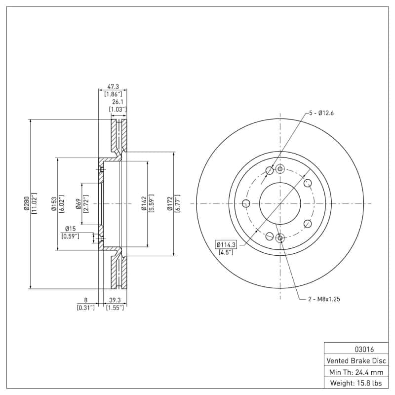 DFC — DFC 03-13 Hyundai Elantra Front GeoSPEC Coated Rotor
DFC Brake Rotor - view 2