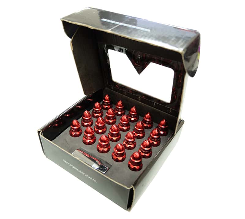 NRG — NRG 500 Series M12 X 1.5 Bullet Shape Steel Lug Nut Set - 21 Pc w/Lock Key - Red - view 1