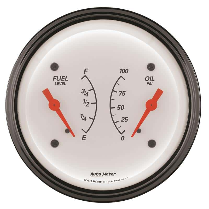 AutoMeter — AutoMeter Gauge Dual Fuel & Oilp 3-3/8in. 240 Ohm(e) to 33 Ohm(f) & 100PSI Elec Arctic White
GA 3.4" OIL/FU 240AW - view 2