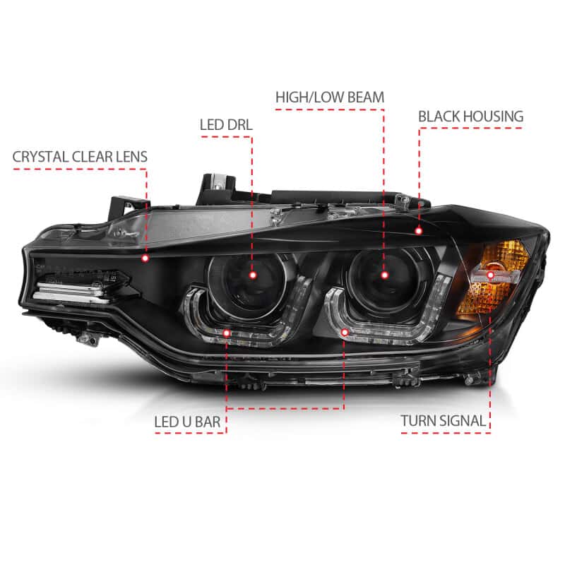 ANZO — ANZO 2012-2015 BMW 3 Series Projector Headlights w/ U-Bar Black
Head Light Set
HdLtSet - view 12