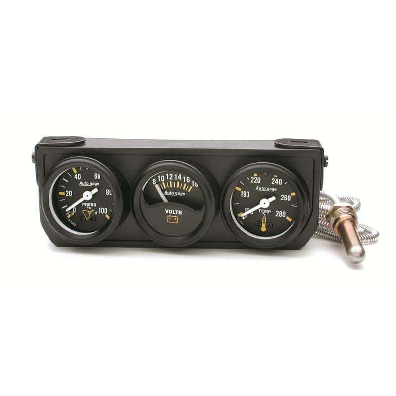 AutoMeter — Autometer Auto Gauge Console Oil Pressure / WTMP / Volt. 1.5in 100 psi 280 Deg. 18V Mechanical BK
3 GA PNL OP/V/WT M - view 1