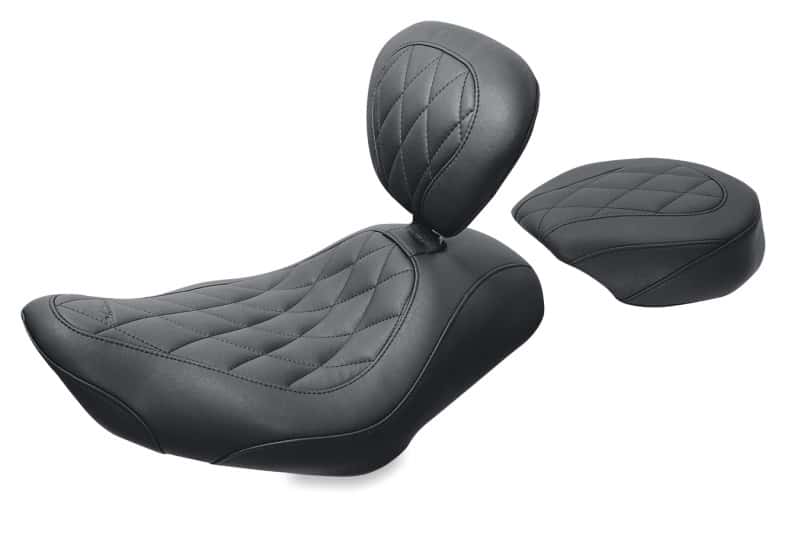 Mustang Motorcycle — Mustang 04-21 Harley Wide Tripper Passenger Seat Diamond Stitch - Black - view 1