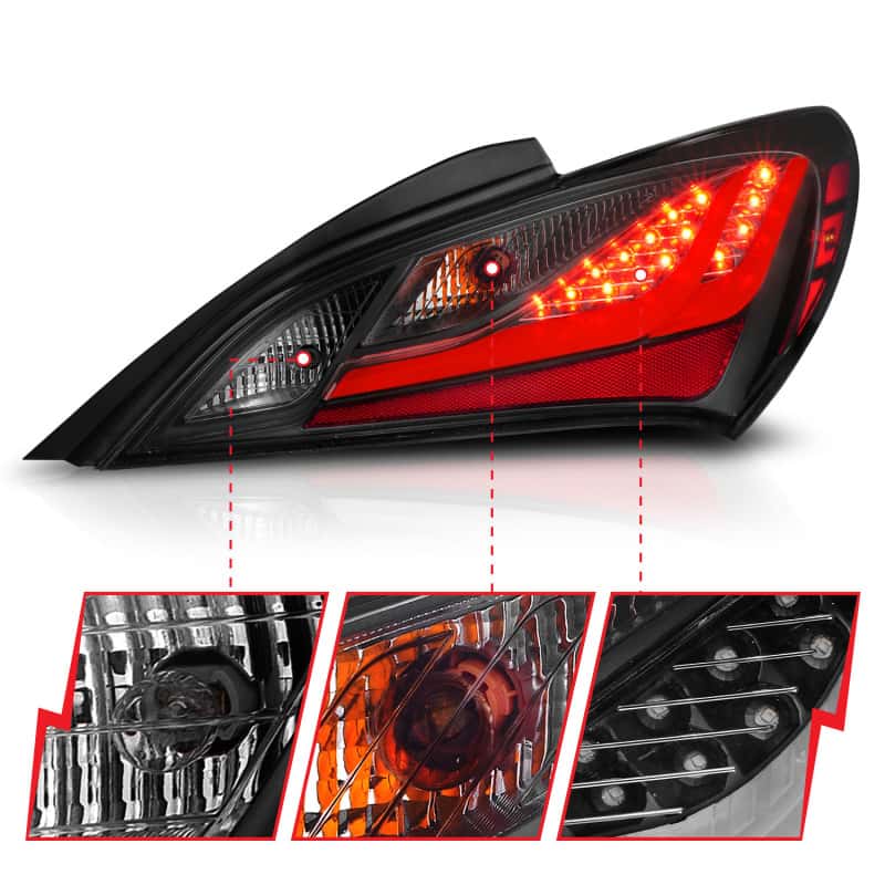 ANZO — ANZO 10-13 Hyundai Genesis 2DR LED Taillights Smoke
Tail Light Set
LED Taillights - view 11
