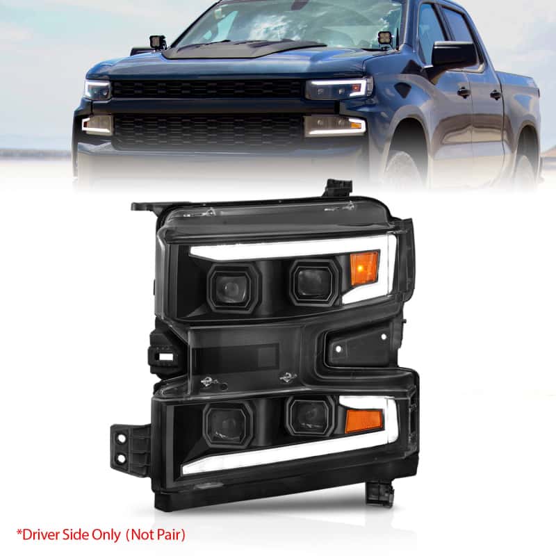 ANZO — ANZO 19-22 Chevrolet Silverado 1500 LED Proj HL w/Lgt Bar SwBk Seq. Blk w/In. Light - Driver Side ON
Head Light Set
HdLt - view 2