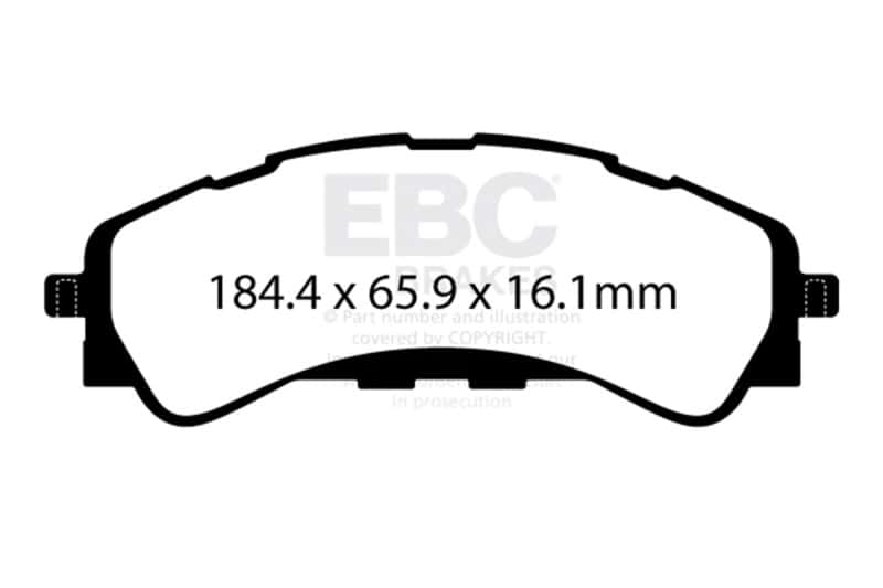 EBC — EBC 2019+ Ford Ranger 2WD 2.3T Yellowstuff Front Brake Pads
Disc Brake Pad - view 8