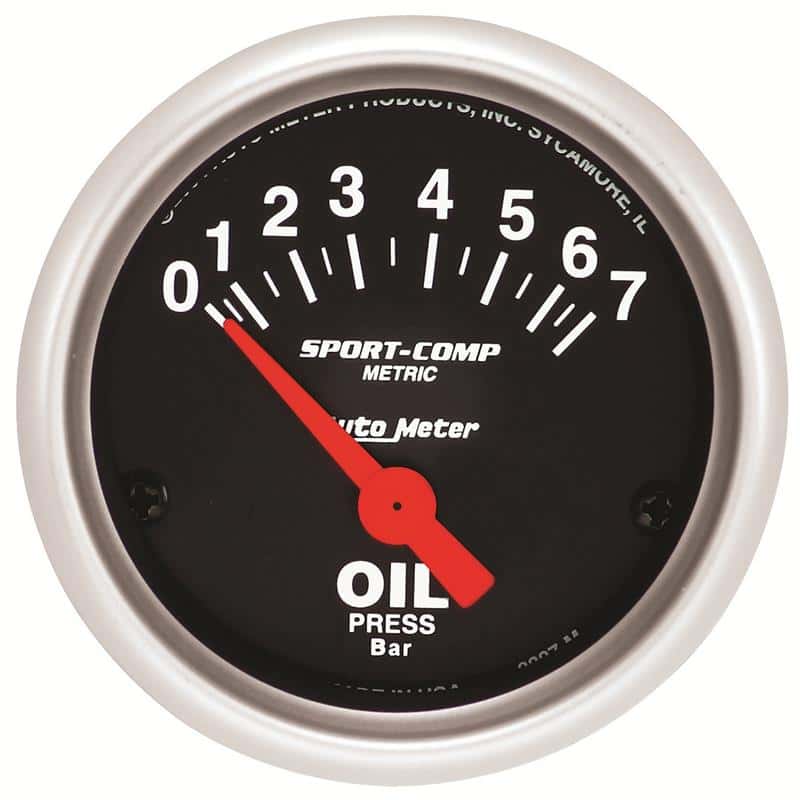 AutoMeter — Autometer Sport-Comp 52mm 0-7 Bar Short Sweep Electronic Oil Pressure Gauge
2" OIL PRESS, 0-7 BA - view 2