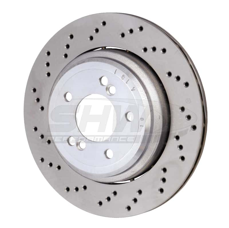 SHW Performance — SHW 06-08 BMW Z4 3.2L Left Rear Cross-Drilled Lightweight Brake Rotor (34212282303) - view 2