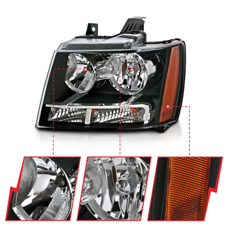 ANZO — ANZO 2007-2014 Chevrolet Tahoe/Suburban Crystal Headlights Black
Crystal Headlights
Head Light Set - view 8