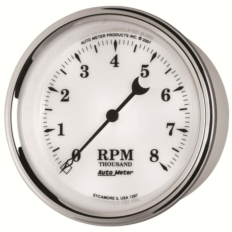 AutoMeter — AutoMeter Gauge Tachometer 3-3/8in. 8K RPM In-Dash Old Tyme White II
3-3/8" TACH, 8,000 R - view 8