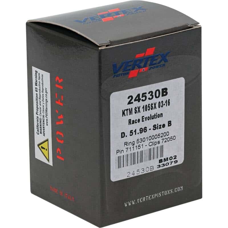Vertex Pistons — Vertex Piston 04-11 KTM 105 SX 105cc Cast Race Evolution Stroker Piston Kit 112cc 15mm - view 5