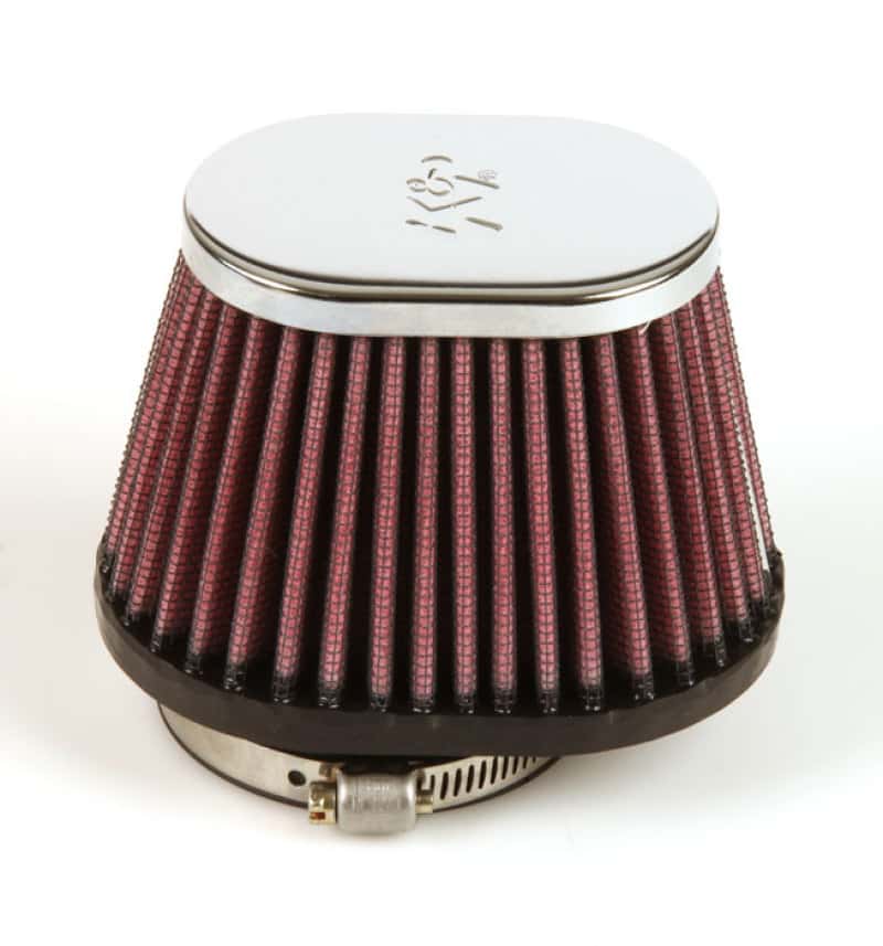 K&N Engineering — K&N Uni Chrome Oval Tapered Filter 2.125in FlgID x 4inB OL x 3inB OW x 3inT OL x 2inT OW x 2.75in H
Universal Clamp-On A
Clamp-on Air Filter - view 9