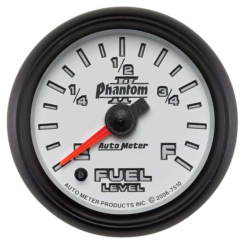 AutoMeter — Autometer Phantom II 52mm Full Sweep Electronic 0-280 ohm Fuel Level Programmable E-F Range Gauge
2-1/16" FUEL LEVEL, - view 2