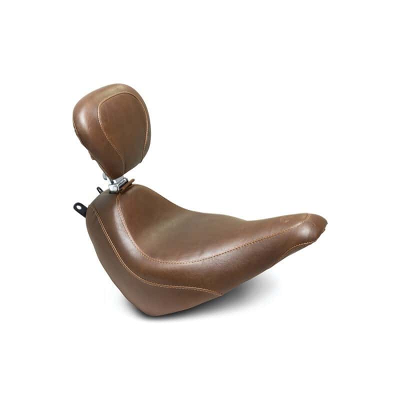 Mustang Motorcycle — Mustang 18-21 Harley Heritage Classic, Deluxe Wide Tripper Solo Seat w/Driver Backrest - Brown - view 1