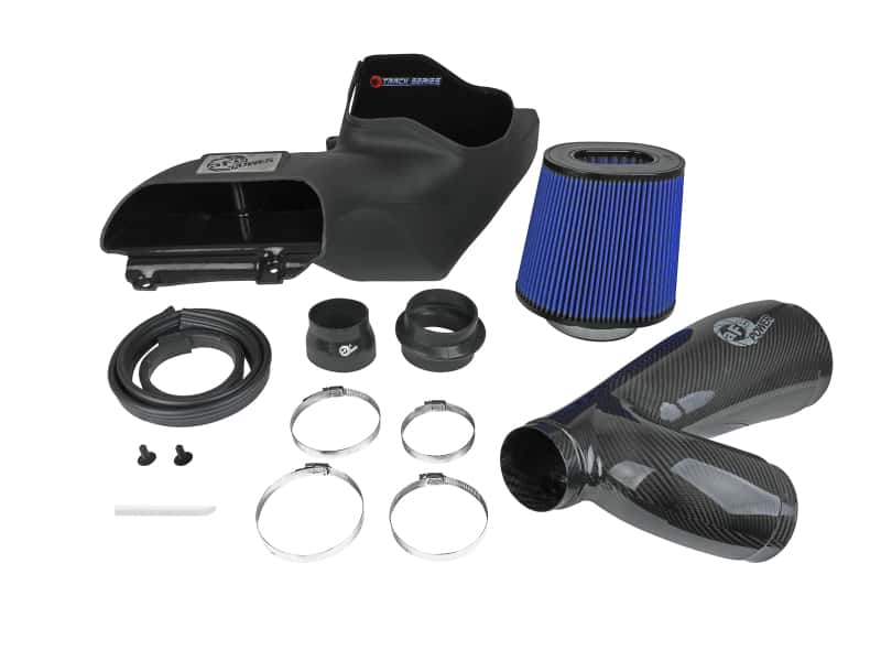 aFe — aFe 17-20 Ford F-150/Raptor Track Series Carbon Fiber Cold Air Intake System With Pro 5R Filters
Track Series Intake  - view 3