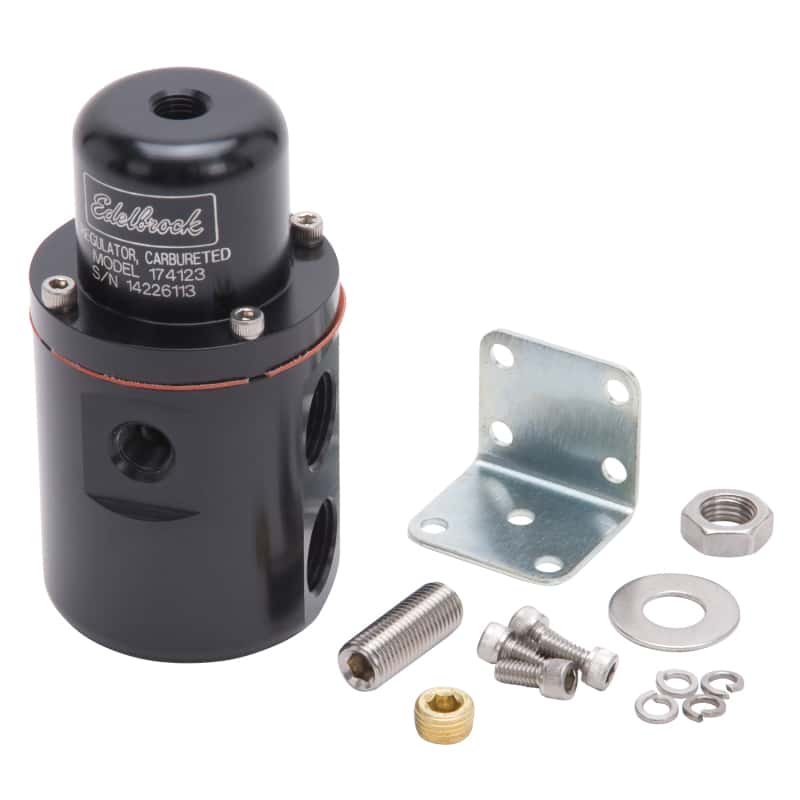Edelbrock — Edelbrock Fuel Pressure Regulator Carbureted 160 GPH 5-10 PSI 3/8In In/Out Returnless Black
PUMPS - view 2