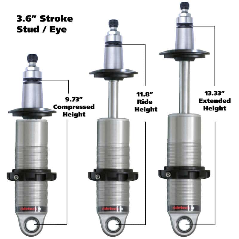 Ridetech — Ridetech HQ Series CoilOver Shock 3.6in Travel 2.5in Coil Eye/Stud Mounting 9.425inx13.025in
HQ CO 3.6" 2" Stud - view 1