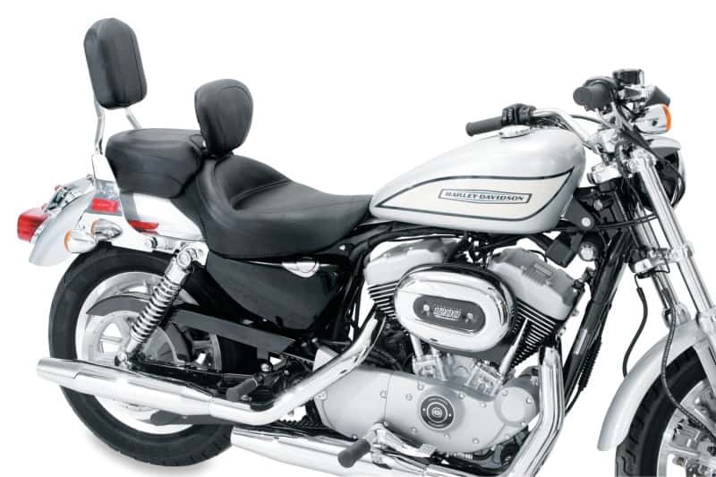 Mustang Motorcycle — Mustang 04-21 Harley Sportster Wide Touring Solo Seat w/Driver Backrest - Black - view 1