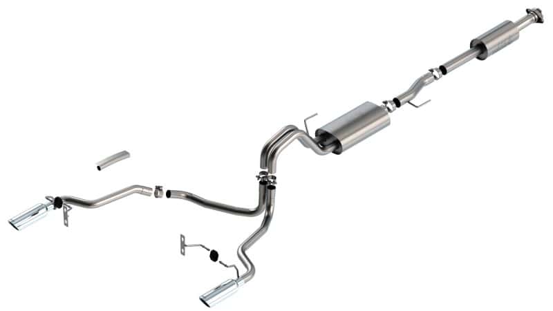 Borla — Borla F-150 2021 5.0L 4dr CC SB EC STB Lariat/KR/Platinum/LTD 3/2.25 SRE Cat-Back Touring CHR Tips
Cat-Back System - view 2