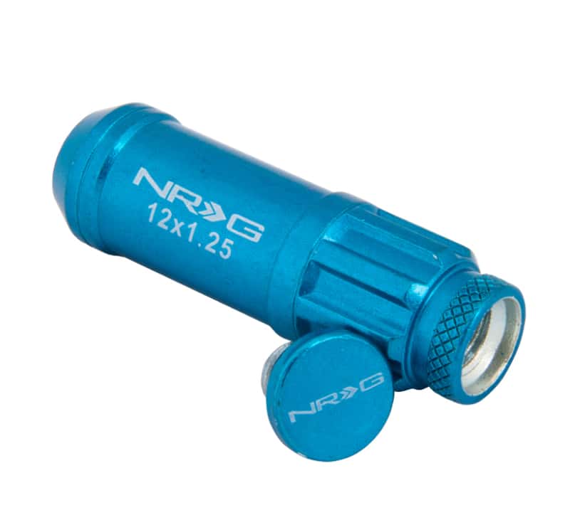 NRG — NRG 700 Series M12 X 1.25 Steel Lug Nut w/Dust Cap Cover Set 21 Pc w/Locks & Lock Socket - Blue - view 3