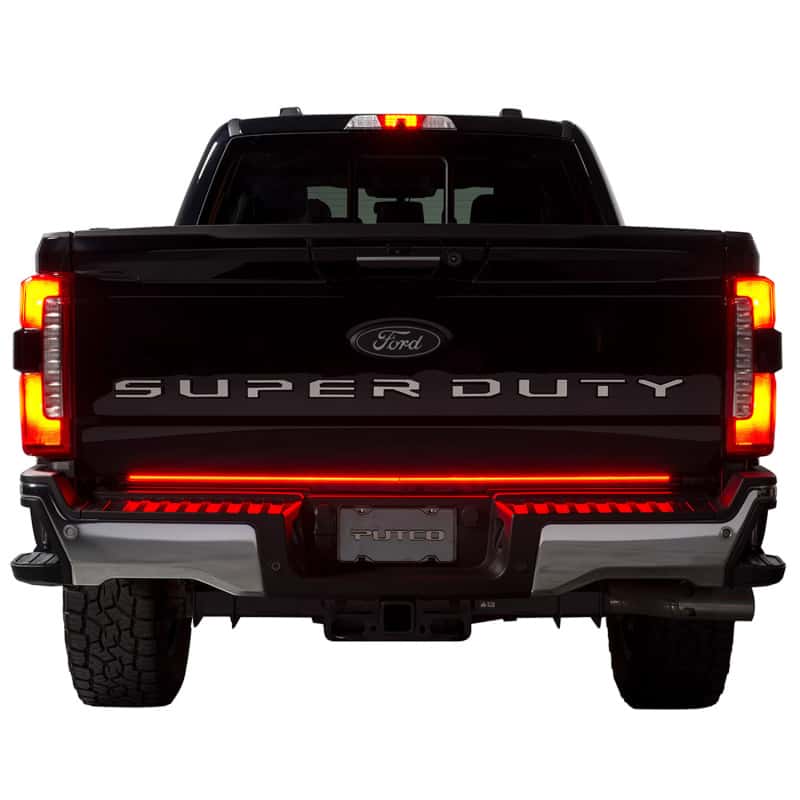 Putco — Putco 2024 Ford SuperDuty F-250 60In Direct Fit Red Blade Kit Tailgate Bars w/ LED Taillamps
Tailgate Light Bar - view 4