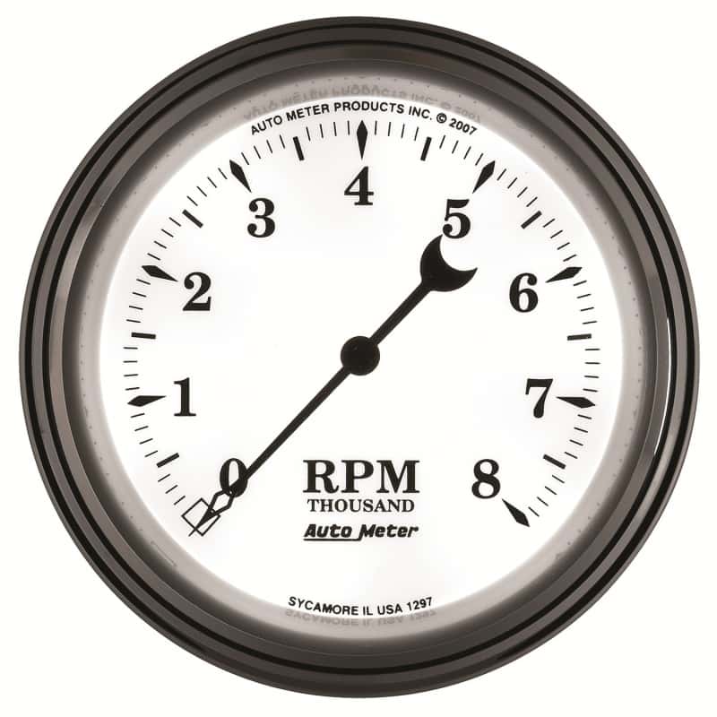 AutoMeter — AutoMeter Gauge Tachometer 3-3/8in. 8K RPM In-Dash Old Tyme White II
3-3/8" TACH, 8,000 R - view 10