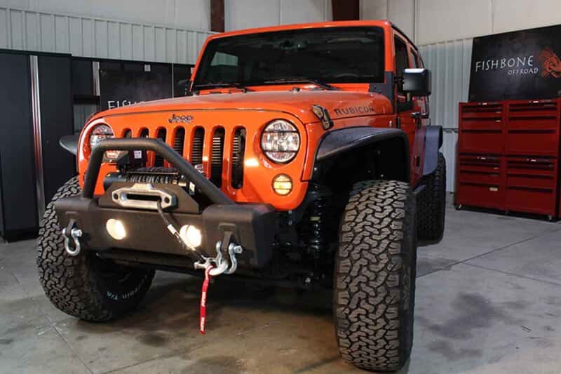 Fishbone Offroad — Fishbone Offroad 07-18 Jeep Wrangler JK Stubby Bumper W/Tube Guard - Black Textured Powdercoated - view 9