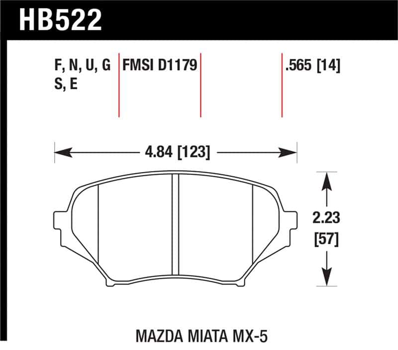 Hawk Performance — Hawk 2006-2006 Mazda MX-5 Miata Club Spec HPS 5.0 Front Brake Pads
Disc Brake Pad - view 1