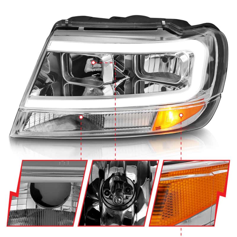 ANZO — ANZO 1999-2004 Jeep Grand Cherokee Crystal Headlights w/ Light Bar Chrome Housing
Head Light Set
HdLtSet - view 4