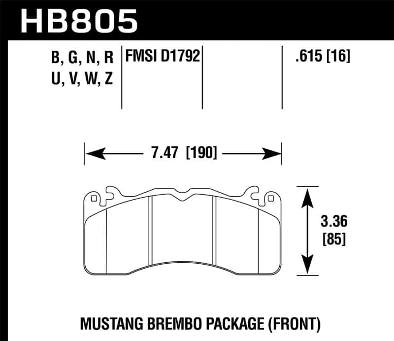 Hawk Performance — Hawk 15-17 Ford Mustang Brembo Package DTC-60 Front Brake Pads
Disc Brake Pad - view 2