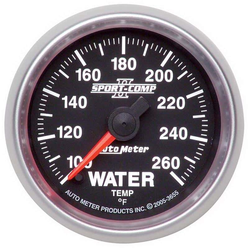 AutoMeter — Autometer Sport-Comp II 52.4mm 100-260 Deg. F Water Temperature Gauge
2-1/16in WATER TEMP - view 2