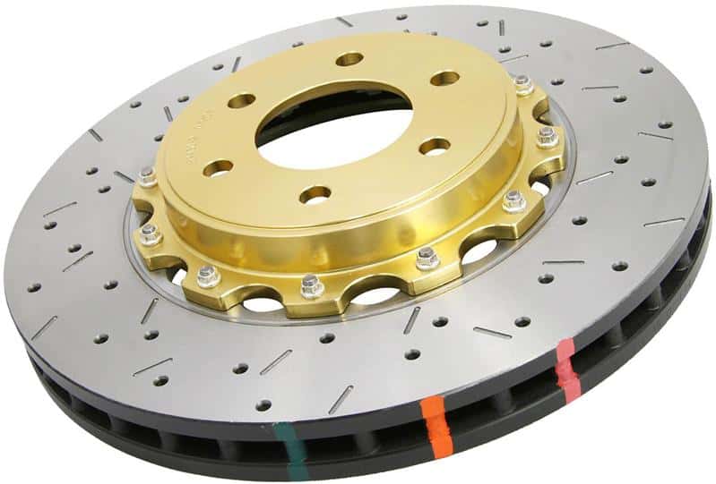 DBA — DBA 04-07 STi/2017 BRZ w/Perf. Pkg. 10 Hole Front Drilled/Slotted 5000 Series 2 Pc Rotor w/Gold Hat
5000 Series Rotor,GD
Brake Rotor - view 3