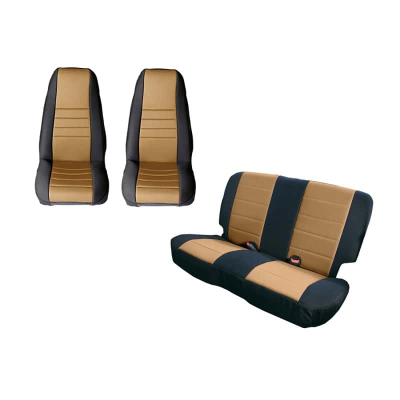 Rugged Ridge — Rugged Ridge Seat Cover Kit Black/Tan 80-90 Jeep CJ/YJ
Seat Cover - view 1