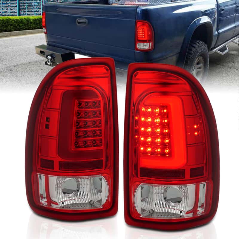 ANZO — ANZO 1997-2004 Dodge Dakota LED Taillights Chrome Housing Red Lens Pair - view 2