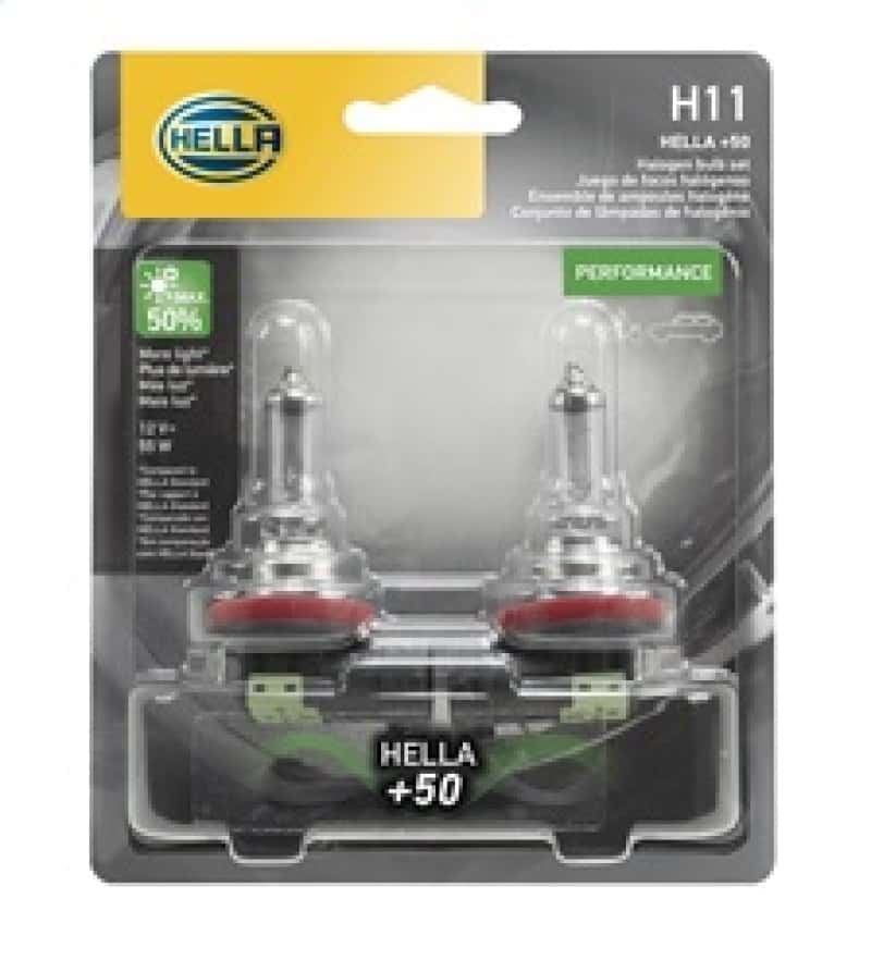 Hella — Hella H11 12V 55W PGJ19-2 T4 +50 Performance Halogen Bulb - Pair
H11P50TB Hal Bulb - view 5