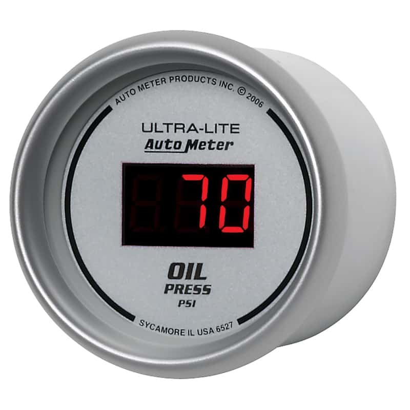 AutoMeter — Autometer Ultra-Lite 2-1/16in 100PSI Silver Dial Digital Oil Pressure Gauge w/ Red LED
2-1/16" OIL PRESS, 0 - view 3