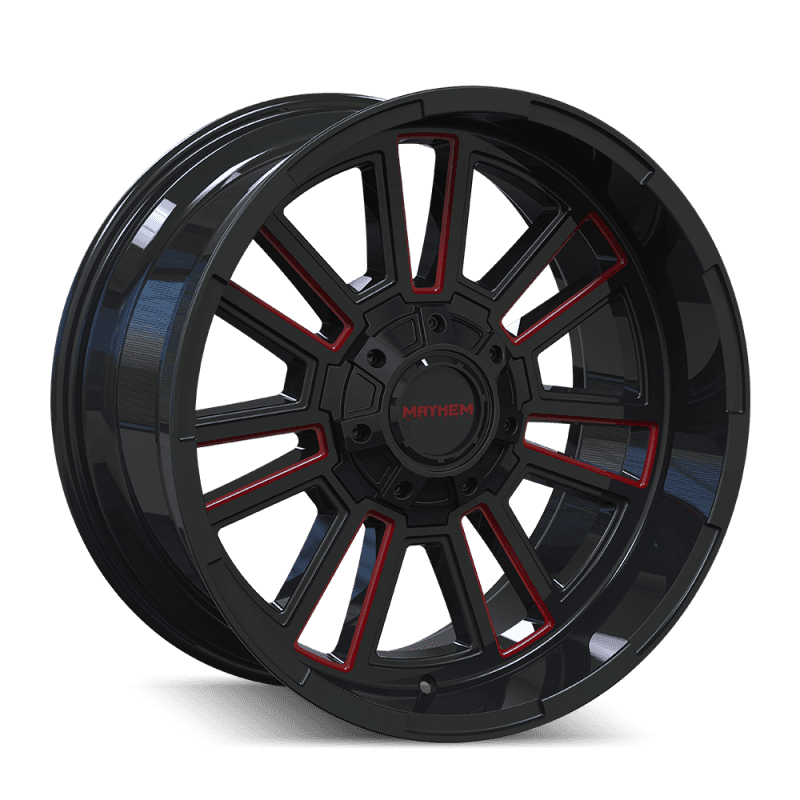 Mayhem — Mayhem 8115 Apollo 20x10 / 8x165.1 BP / -19mm Offset / 125.2mm Hub Black w/ Prism Red Wheel
MAYHEM 8115 - view 3