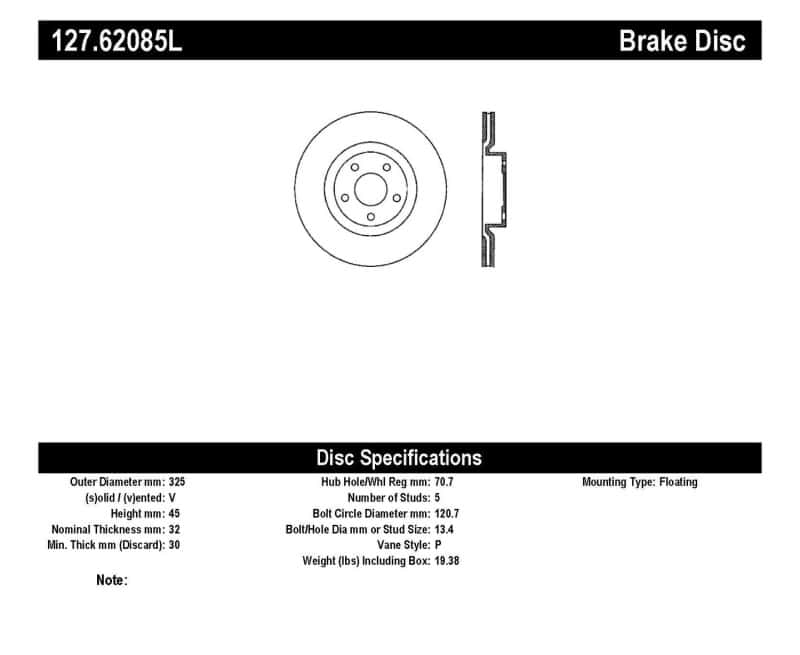 Stoptech — StopTech Power Slot 05-07 Cadillac XLR / 06-09 Chevy Corvette Front Left Drilled & Slotted Rotors
Slot/Drill Rotor - view 3