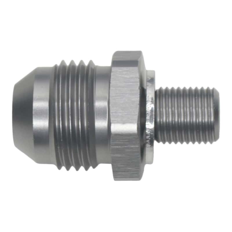 DeatschWerks — DeatschWerks 8AN Male Flare to M10 X 1.0 Male Metric - Anodized Titanium
Lines & Fittings - view 1