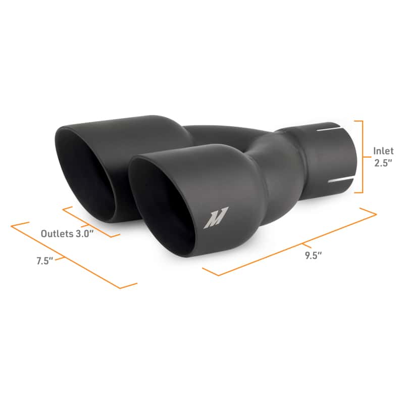 Mishimoto — Mishimoto Dual Offset Tips 2.5in Inlet 3in Outlet Slash Cut - Black - view 6