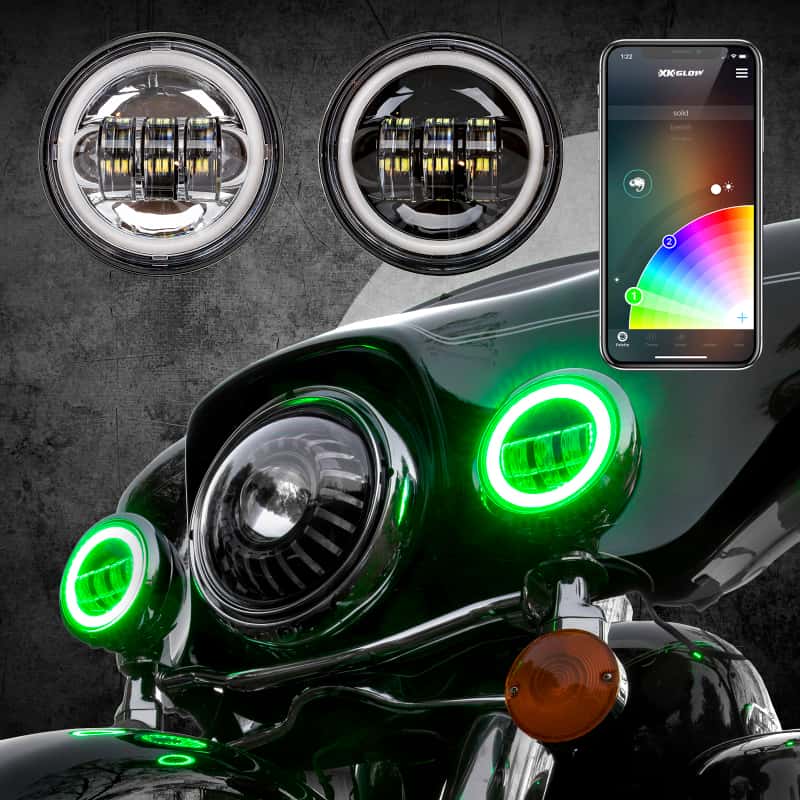 XKGLOW — XK Glow 4.5In Black RGB LED Harley Running Light XKchrome Bluetooth App Controlled Kit - view 2