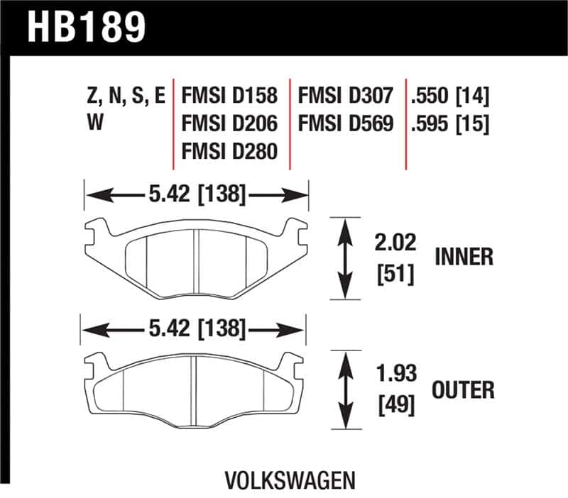 Hawk Performance — Hawk Blue 9012 Brake Pads Volkswagen
Disc Brake Pad - view 1
