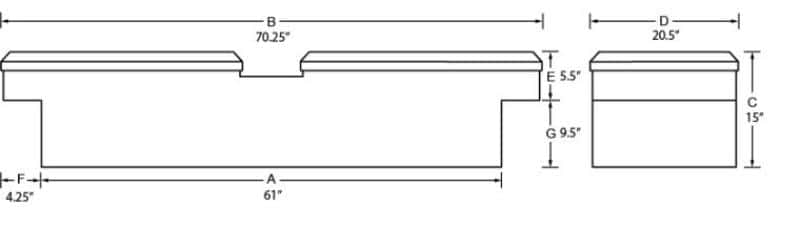Tradesman — Tradesman Aluminum Gull Wing Cross Bed Truck Tool Box (70in.) - Brite - view 2