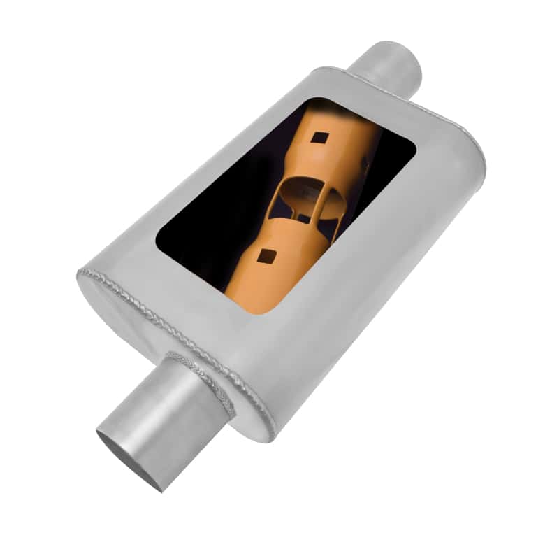 Gibson — Gibson MWA Superflow Offset/Offset Oval Muffler - 4x9x14in/3in Inlet/3in Outlet - Stainless
Muffler - view 1