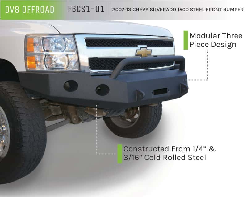 DV8 Offroad — DV8 Offroad 07-13 Chevrolet Silverado 1500 Front Bumper - Black Powdercoat - view 5